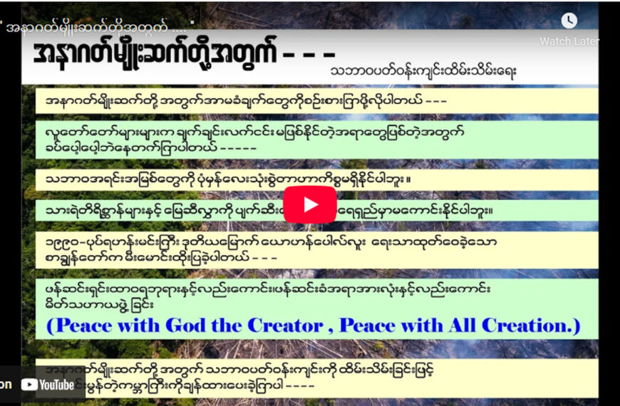 ” အနာဂတ်မျိုးဆက်တို့အတွက် …. ”