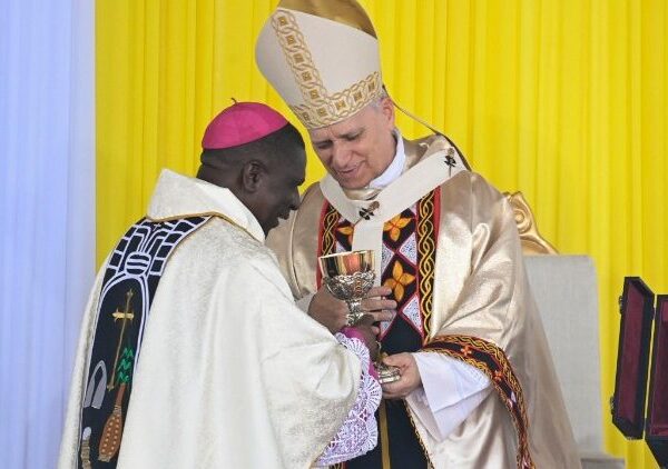 ပုပ်ရဟန်းမင်းကြီး လီယို (၁၄) သည် ကင်မရွန်းနိုင်ငံသို့ ကြွရောက်ပြီးနောက် ကင်မရွန်းကက် သလစ် ဆရာတော်များအဖွဲ့ချုပ် ဥက္ကဋ္ဌ ဂိုဏ်းချုပ်ဆရာတော် အန်ဒရူးနကီးယား (Archbishop Andrew Nkea) နှင့် ဗာတီကန်သတင်းဌာနတို့ တွေ့ဆုံမေးမြန်းခန်း။